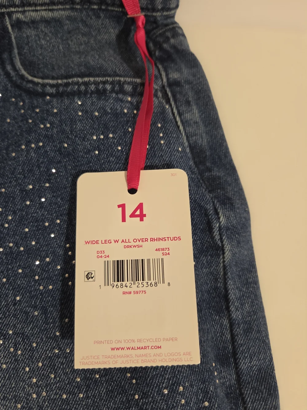 Justice Girls' Sparkle Dark Blue Wide-Leg Jeans